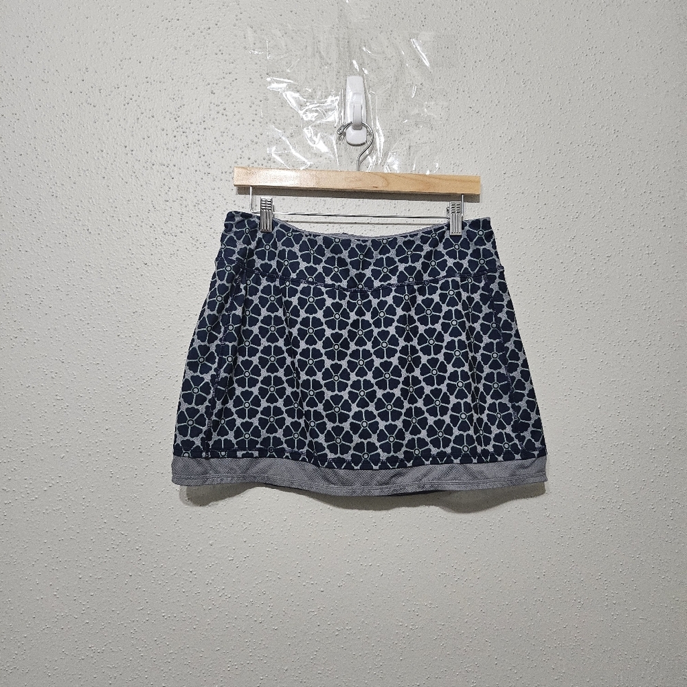 DP Active Athletic Skort XL Blue Floral Tennis Golf Running Skirt w/ Shorts‎